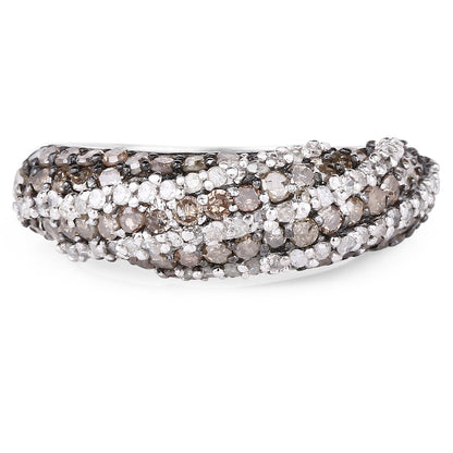 1.25 Carat Genuine Champagne Diamond & White Diamond .925 Sterling Silver Ring Bids.com