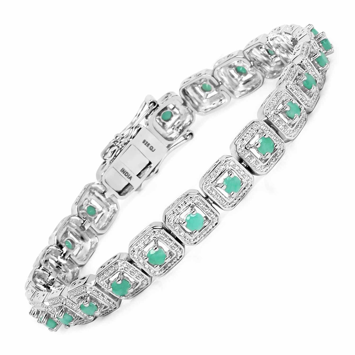 2.40 Carat Genuine Emerald .925 Sterling Silver Bracelet Bids.com
