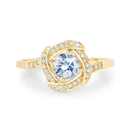 0.46 Carat Genuine Aquamarine and White Diamond 14K Yellow Gold Ring Bids.com