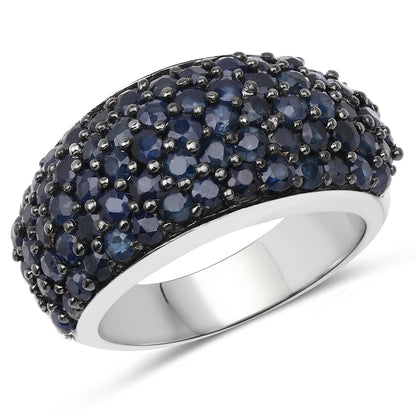 3.28 Carat Genuine Blue Sapphire and White Topaz .925 Sterling Silver Ring Bids.com