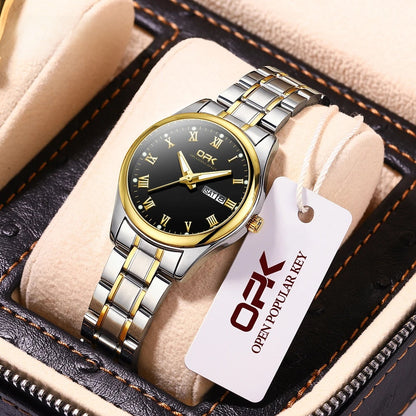Women's Two Tone Stainless Steel Watch With Day Date BandsCo Straps