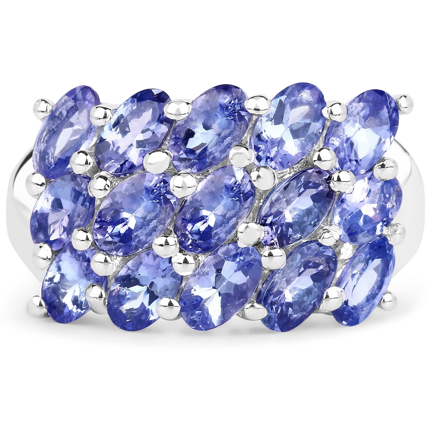 3.75 Carat Genuine Tanzanite .925 Sterling Silver Ring Bids.com