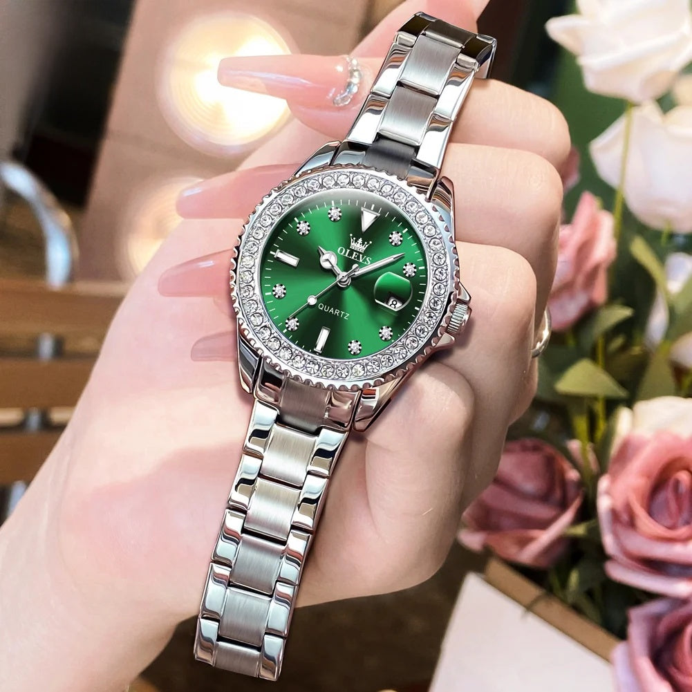 Women's Crystal Bezel 34mm Stainless Watch BandsCo Straps