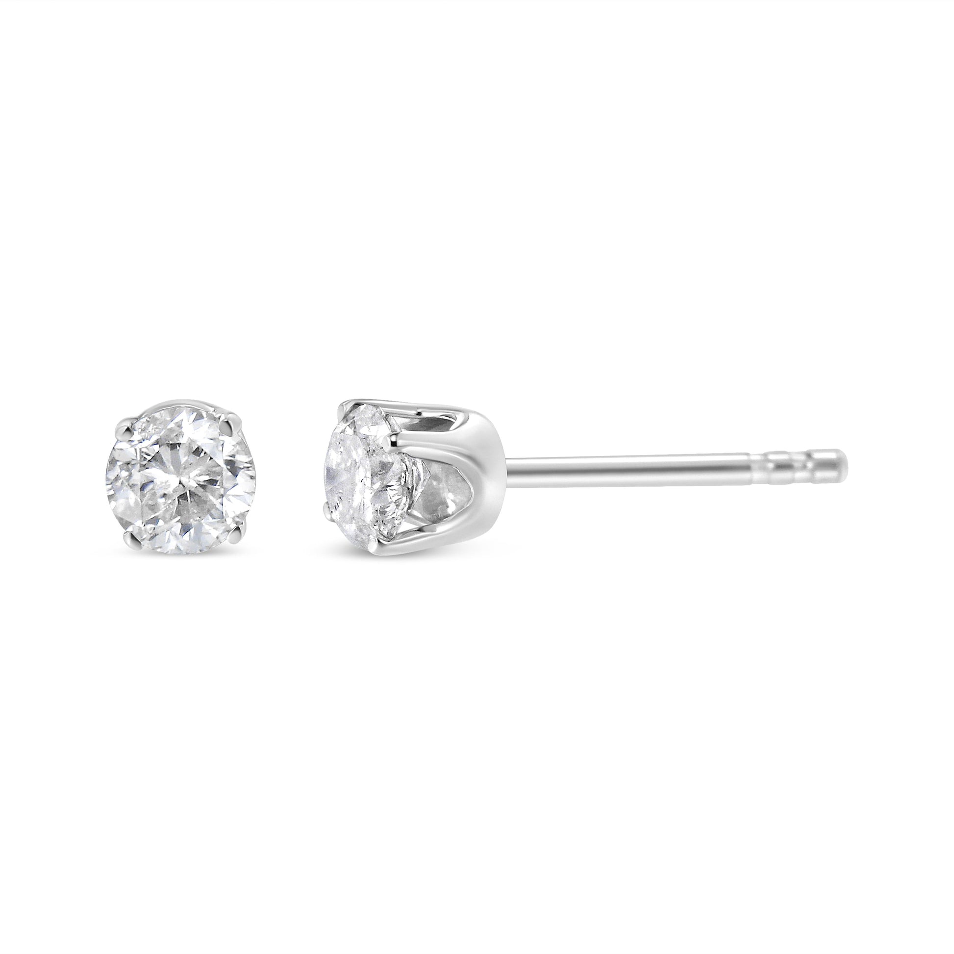 14K White Gold 1.00 Cttw Round Brilliant-Cut Near Colorless Diamond Classic 4-Prong Stud Earrings (H-I Color, I1-I2 Clarity) Bids.com