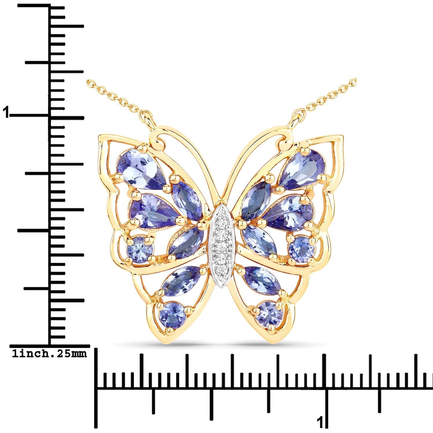 2.76 Carat Genuine Tanzanite and White Zircon .925 Sterling Silver Necklace Bids.com