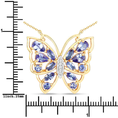 2.76 Carat Genuine Tanzanite and White Zircon .925 Sterling Silver Necklace Bids.com