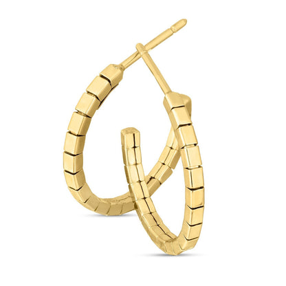 14k Yellow Gold Brick Omega Hoop Earrings Bids.com