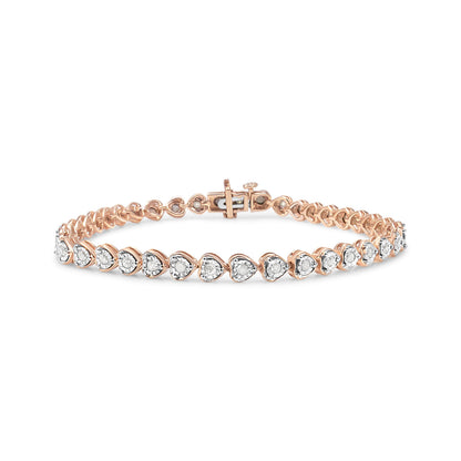 .925 Sterling Silver 1.0 Cttw Miracle Set Diamond Heart-Link 7" Tennis Bracelet (I-J Color, I2-I3 Clarity) Bids.com