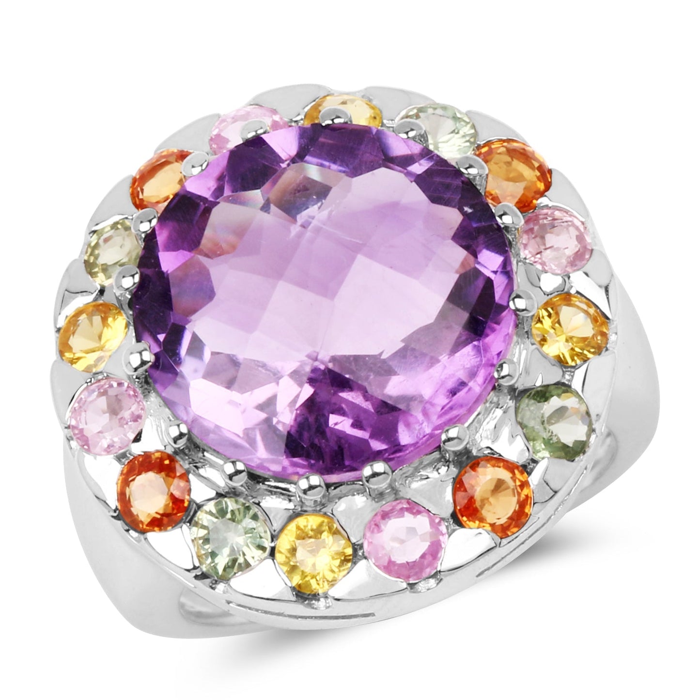 10.16 Carat Genuine Multi Stone .925 Sterling Silver Ring Bids.com