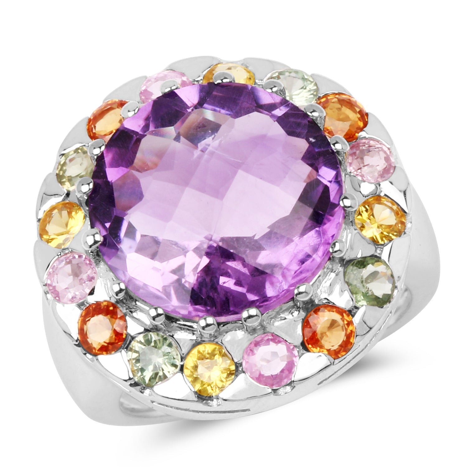 10.16 Carat Genuine Multi Stone .925 Sterling Silver Ring Bids.com