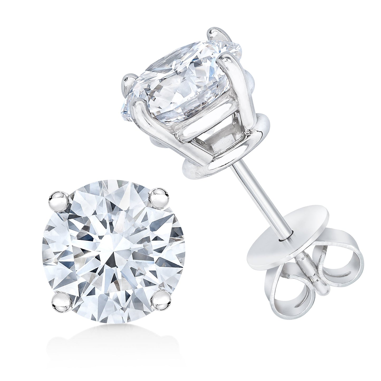 AGS Certified 14K White Gold 1.0 Cttw 4-Prong Set Brilliant Round-Cut Solitaire Diamond Push Back Stud Earrings (H-I Color, SI2-I1 Clarity) Bids.com