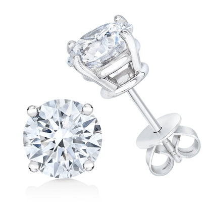 AGS Certified 14K White Gold 1.0 Cttw 4-Prong Set Brilliant Round-Cut Solitaire Diamond Push Back Stud Earrings (H-I Color, SI2-I1 Clarity) Bids.com