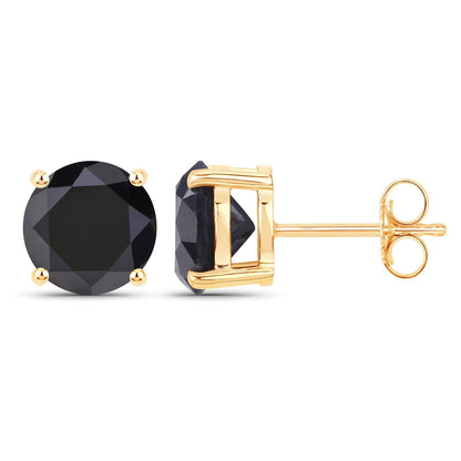 4.91 Carat Genuine Black Diamond 14K Yellow Gold Earrings Bids.com