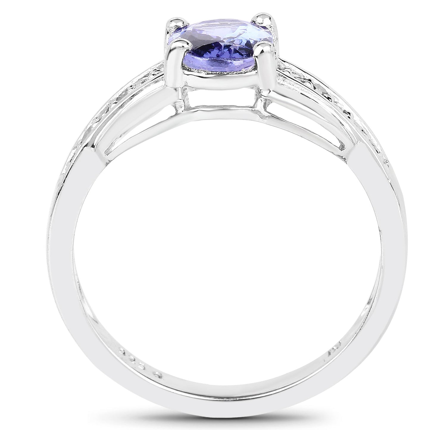 1.27 Carat Genuine Tanzanite and White Diamond .925 Sterling Silver Ring Bids.com