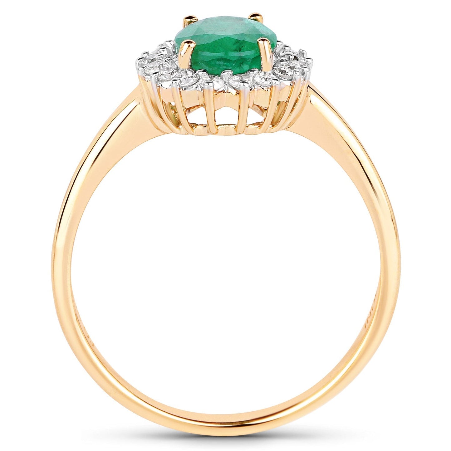 1.39 Carat Genuine Zambian Emerald and White Diamond 10K Yellow Gold Ring Bids.com