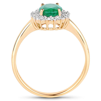 1.39 Carat Genuine Zambian Emerald and White Diamond 10K Yellow Gold Ring Bids.com