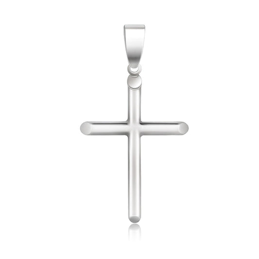14k White Gold Slim Cross with Tapered Ends Pendant Bids.com