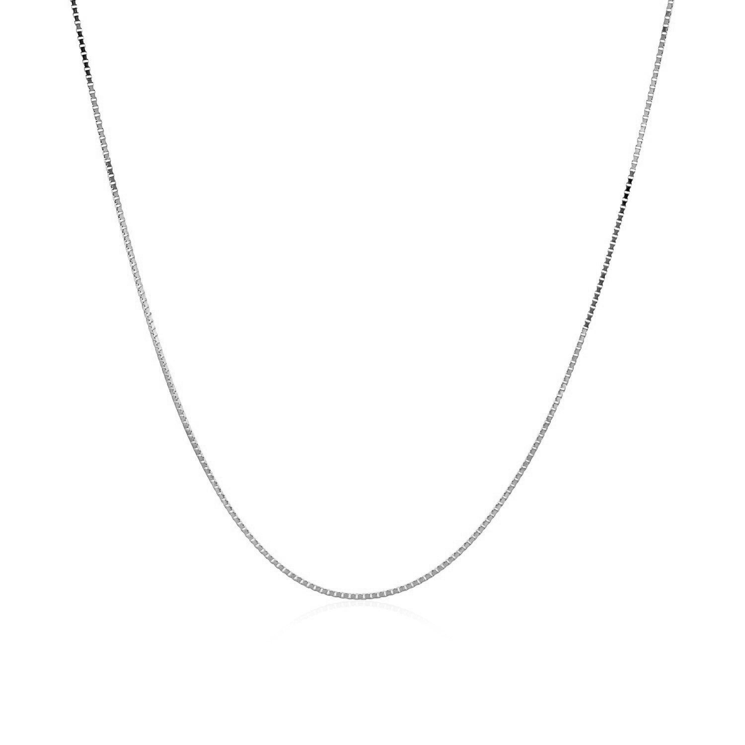 14k White Gold Classic Box Chain 0.6mm Bids.com