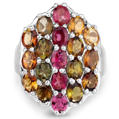 5.89 Carat Genuine Multi Tourmaline .925 Sterling Silver Ring Bids.com