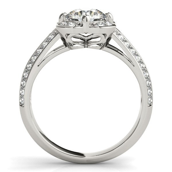 Round Diamond Floral Motif Engagement Ring in 14k White Gold (1 3/8 cttw) Bids.com
