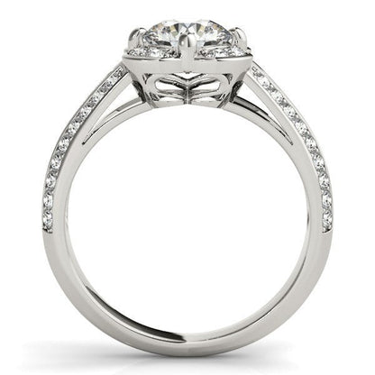 Round Diamond Floral Motif Engagement Ring in 14k White Gold (1 3/8 cttw) Bids.com