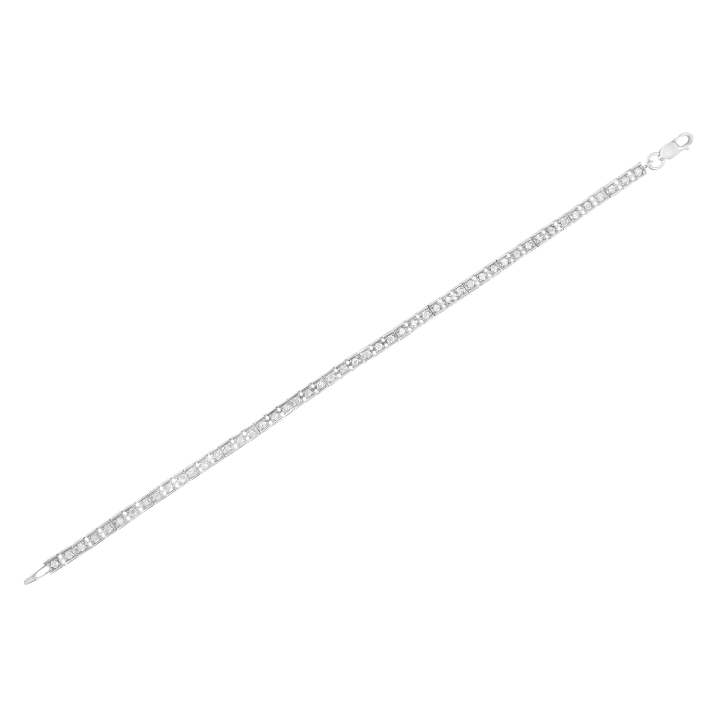 .925 Sterling Silver 1.0 Cttw Diamond Square Hybrid Link 7" Tennis Bracelet (I-J Color, I2-I3 Clarity) Bids.com
