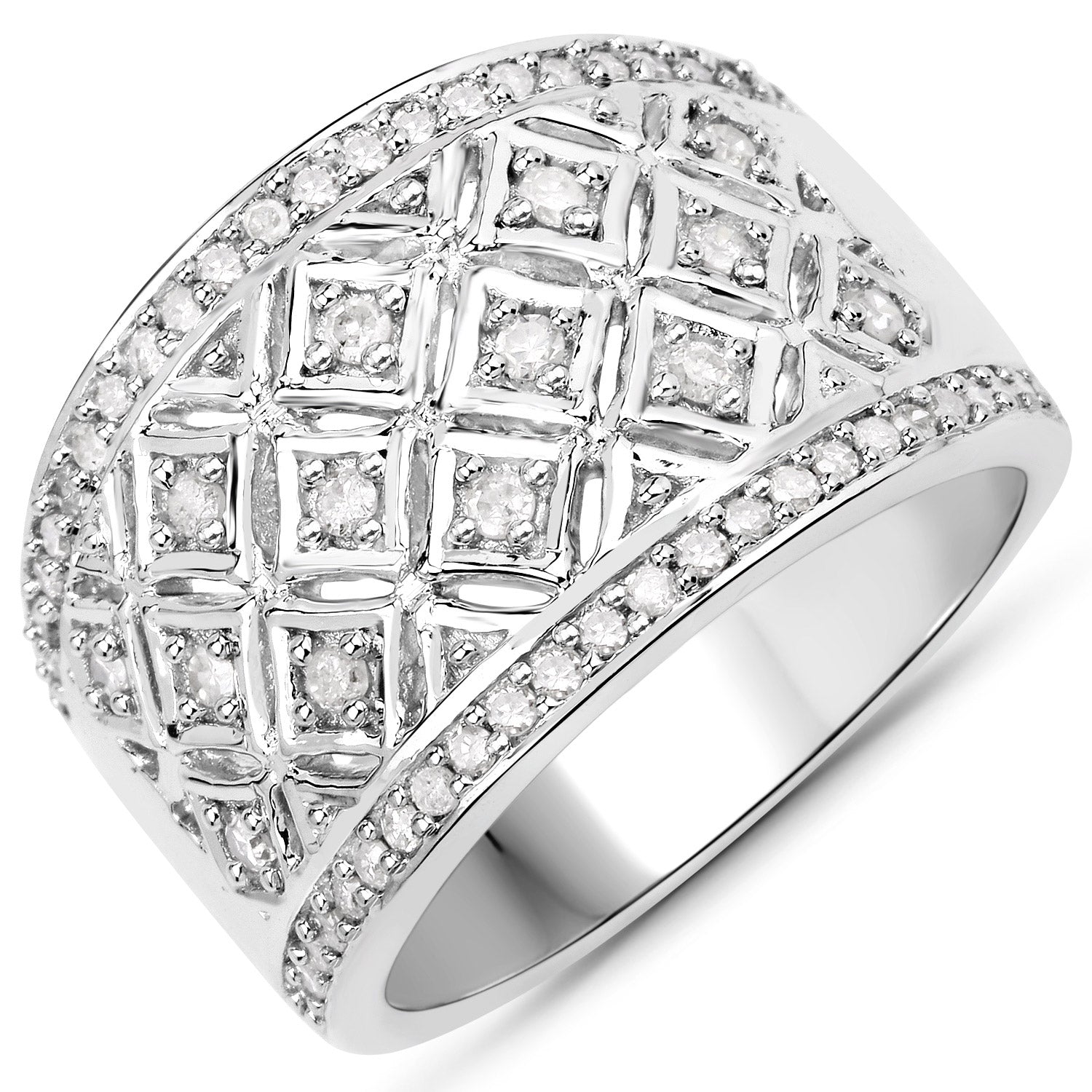 0.52 Carat Genuine White Diamond .925 Sterling Silver Ring Bids.com