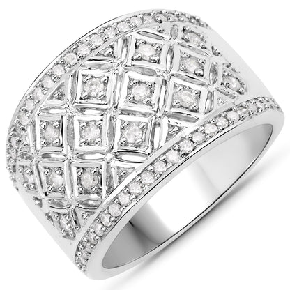 0.52 Carat Genuine White Diamond .925 Sterling Silver Ring Bids.com