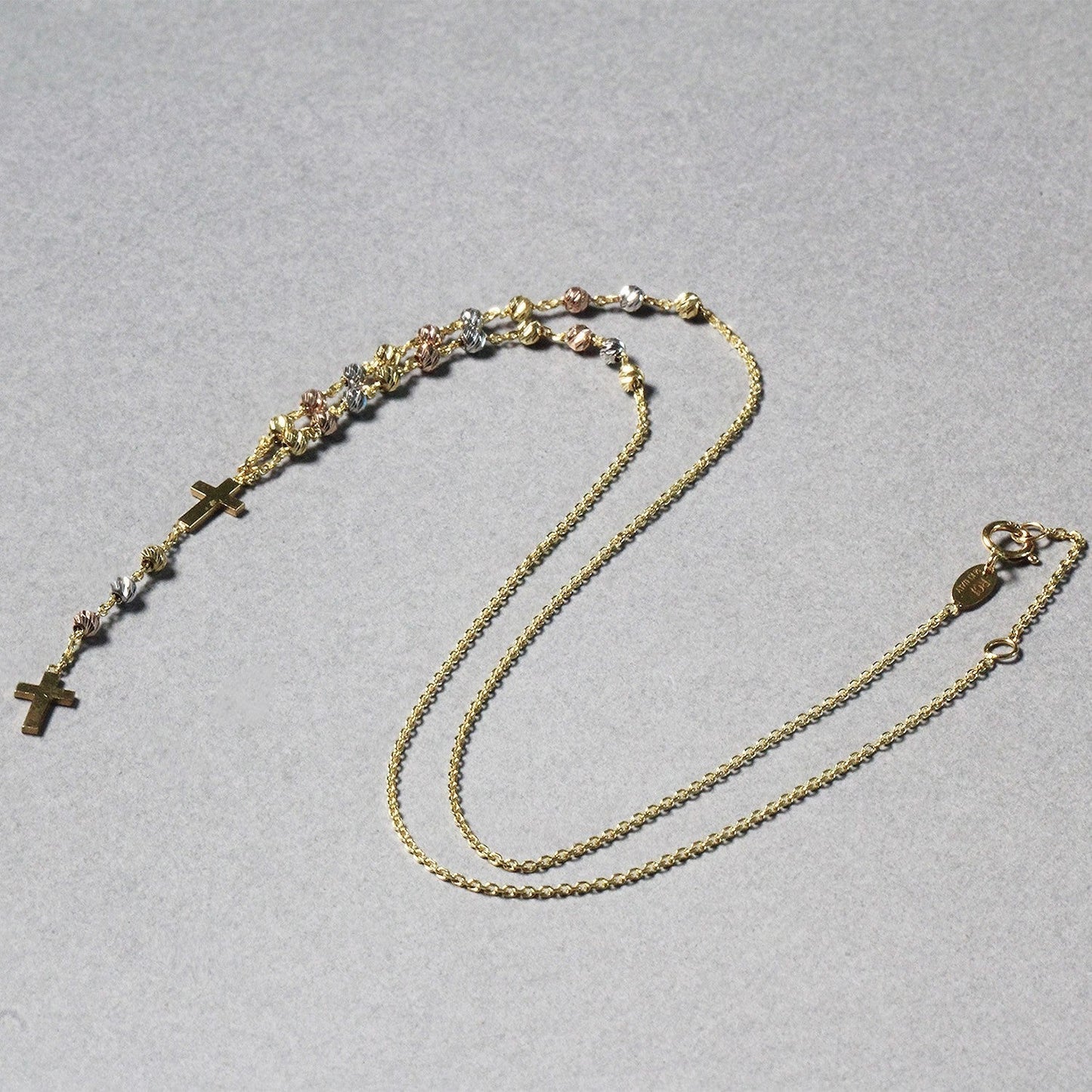 14k Tri-Color Gold Rosary Chain Necklace Bids.com
