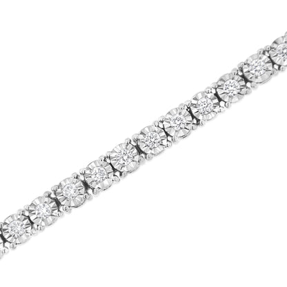 14K White Gold 3.0 Cttw Lab Grown Diamond Illusion-Set Miracle Plate Tennis Bracelet (F-G Color, VS1-VS2 Clarity) - Size 7.25" Bids.com