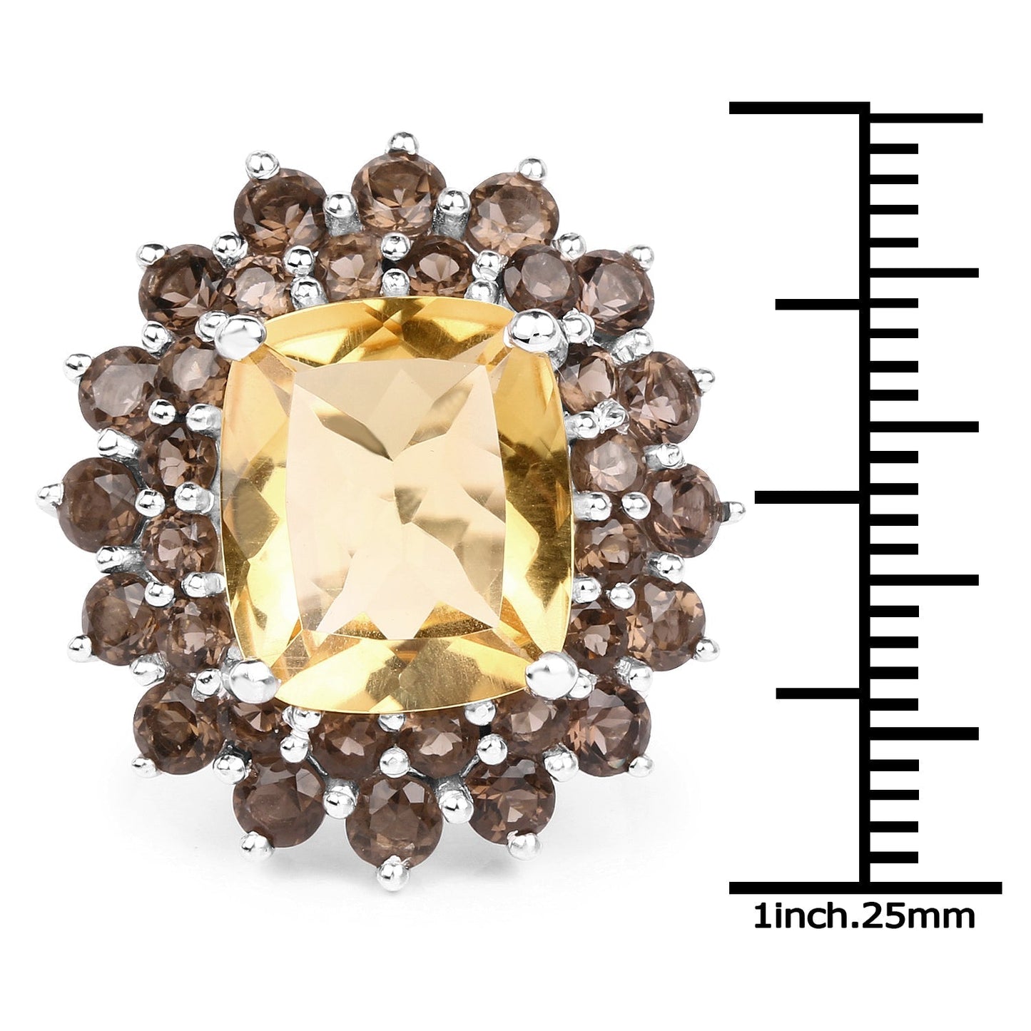 8.95 Carat Genuine Citrine and Smoky Quartz .925 Sterling Silver Ring Bids.com