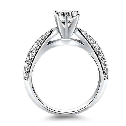 14k White Gold Cathedral Double Row Pave Diamond Engagement Ring Bids.com