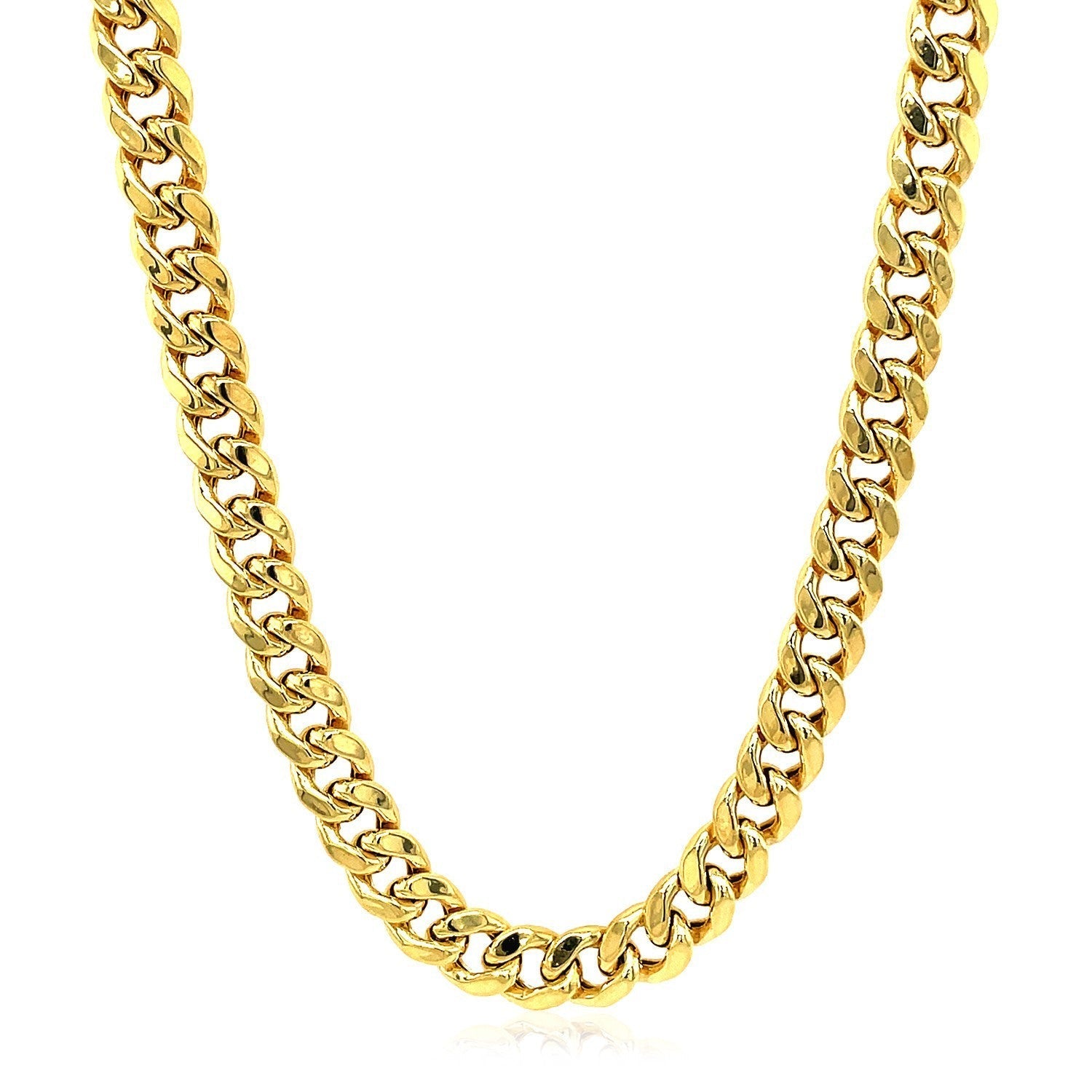 5.5mm 14k Yellow Gold Miami Cuban Semi Solid Chain Bids.com