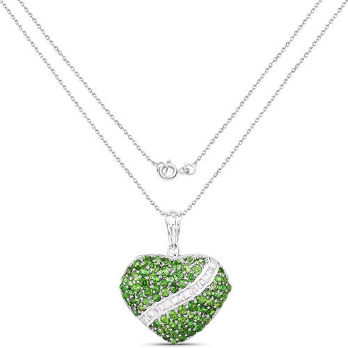 4.51 Carat Genuine Chrome Diopside and White Topaz .925 Sterling Silver Pendant Bids.com