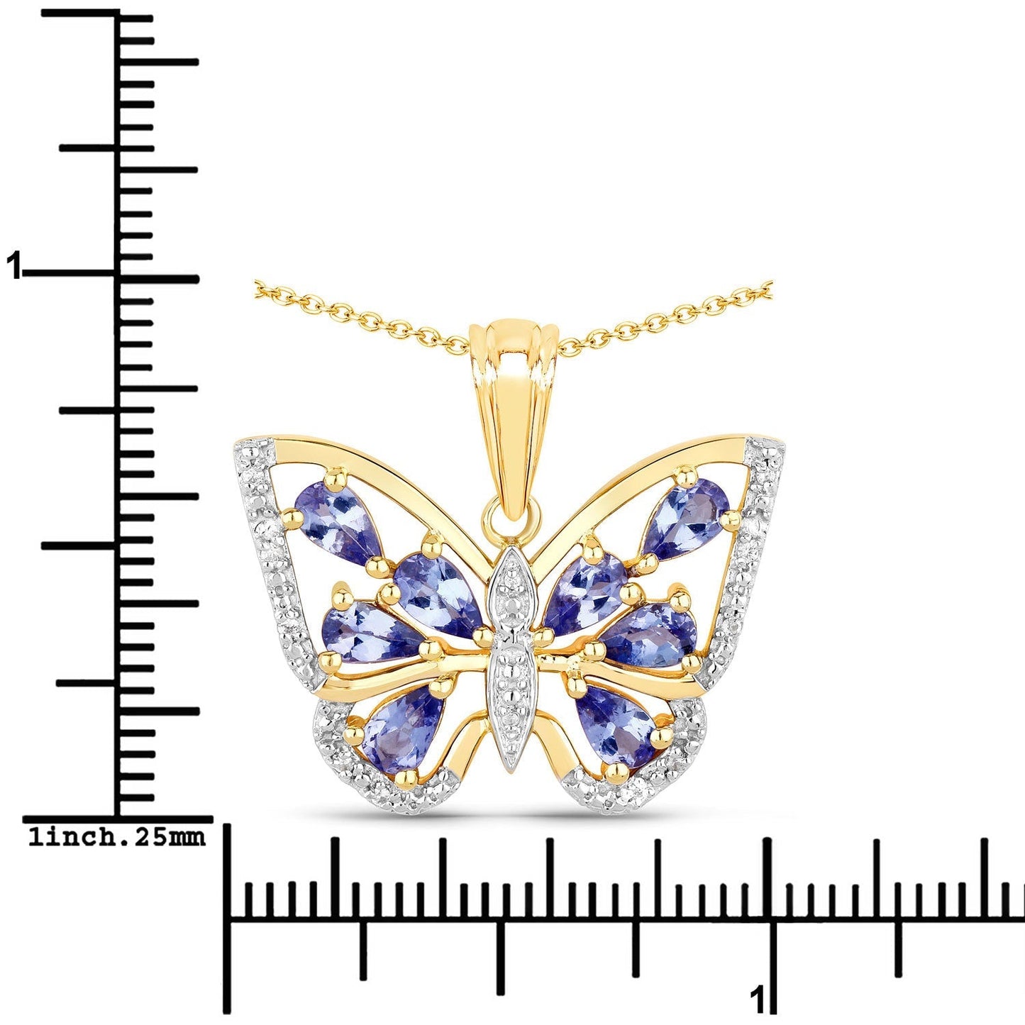 1.75 Carat Genuine Tanzanite and White Zircon .925 Sterling Silver Pendant Bids.com