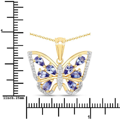 1.75 Carat Genuine Tanzanite and White Zircon .925 Sterling Silver Pendant Bids.com