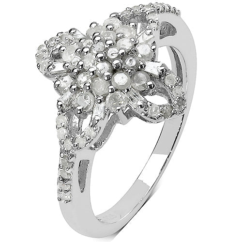 0.63 Carat Genuine White Diamond & Yellow Diamond .925 Sterling Silver Ring Bids.com