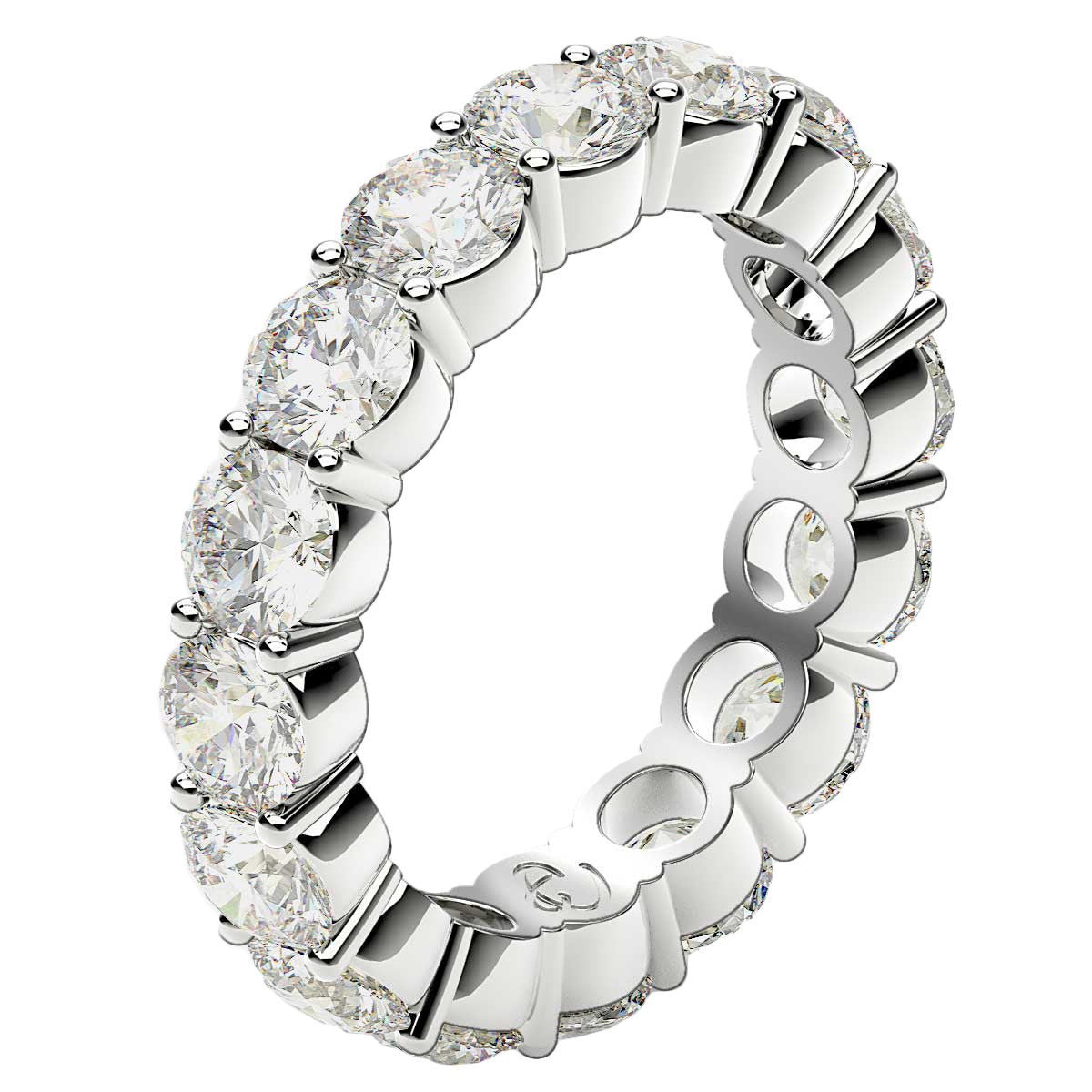 Round Cut Lab Grown Diamond Eternity Ring in 14k White Gold (4 cttw FG/VS2) Bids.com