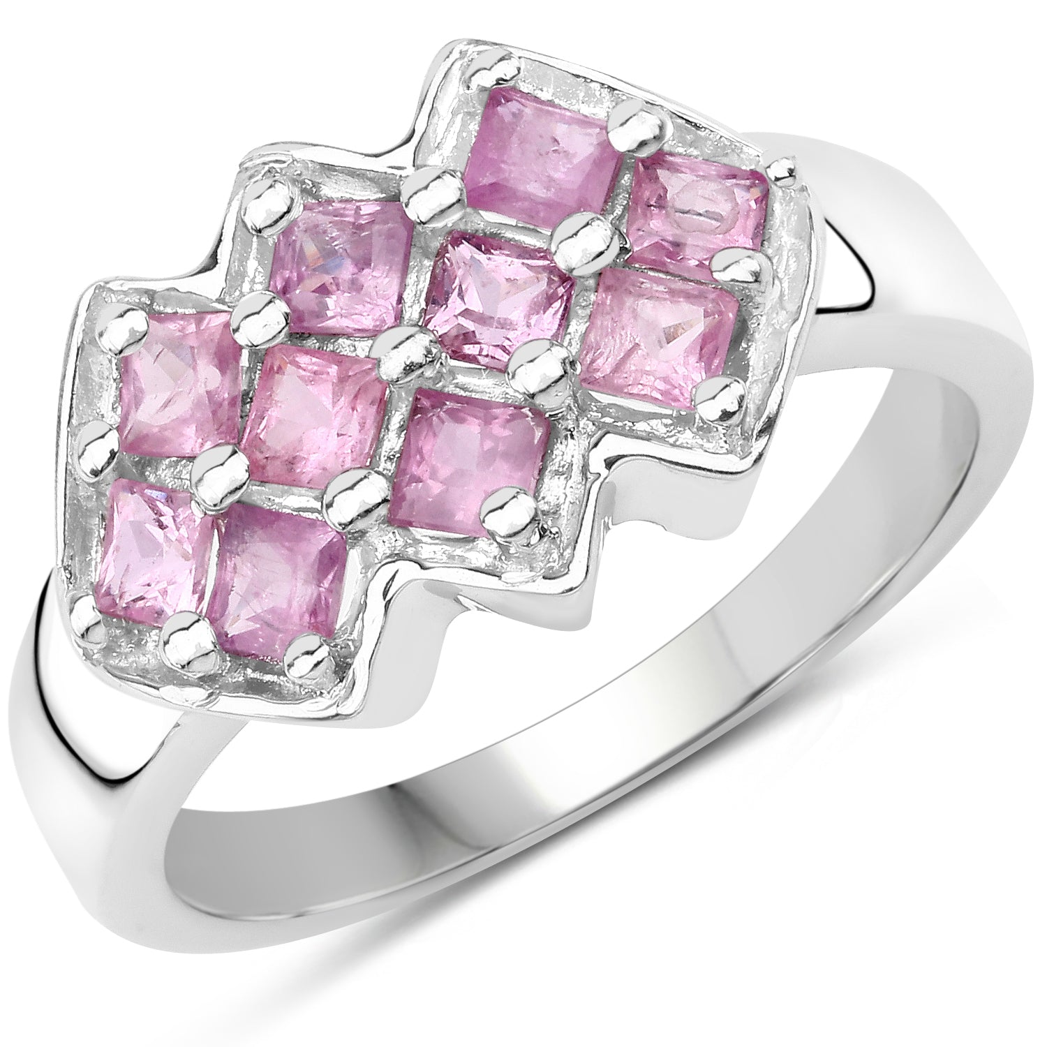 1.20 Carat Genuine Pink Sapphire .925 Sterling Silver Ring Bids.com