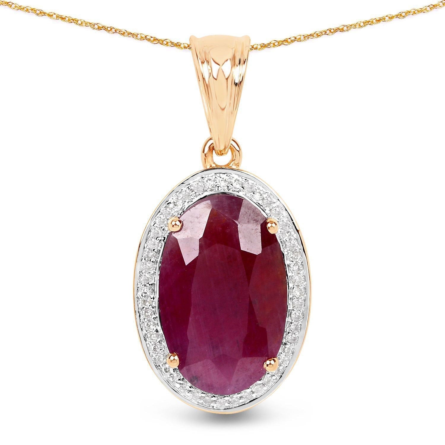 6.40 Carat Genuine Ruby and White Diamond 14K Yellow Gold Pendant Bids.com