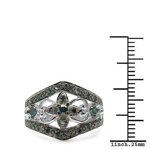 0.47 Carat Genuine Blue Diamond .925 Sterling Silver Ring Bids.com