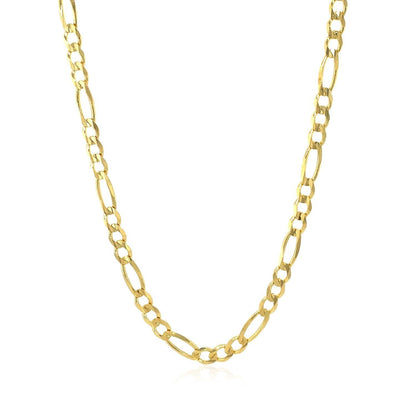 10K Yellow Gold Solid Figaro Chain (3.70 mm) Bids.com