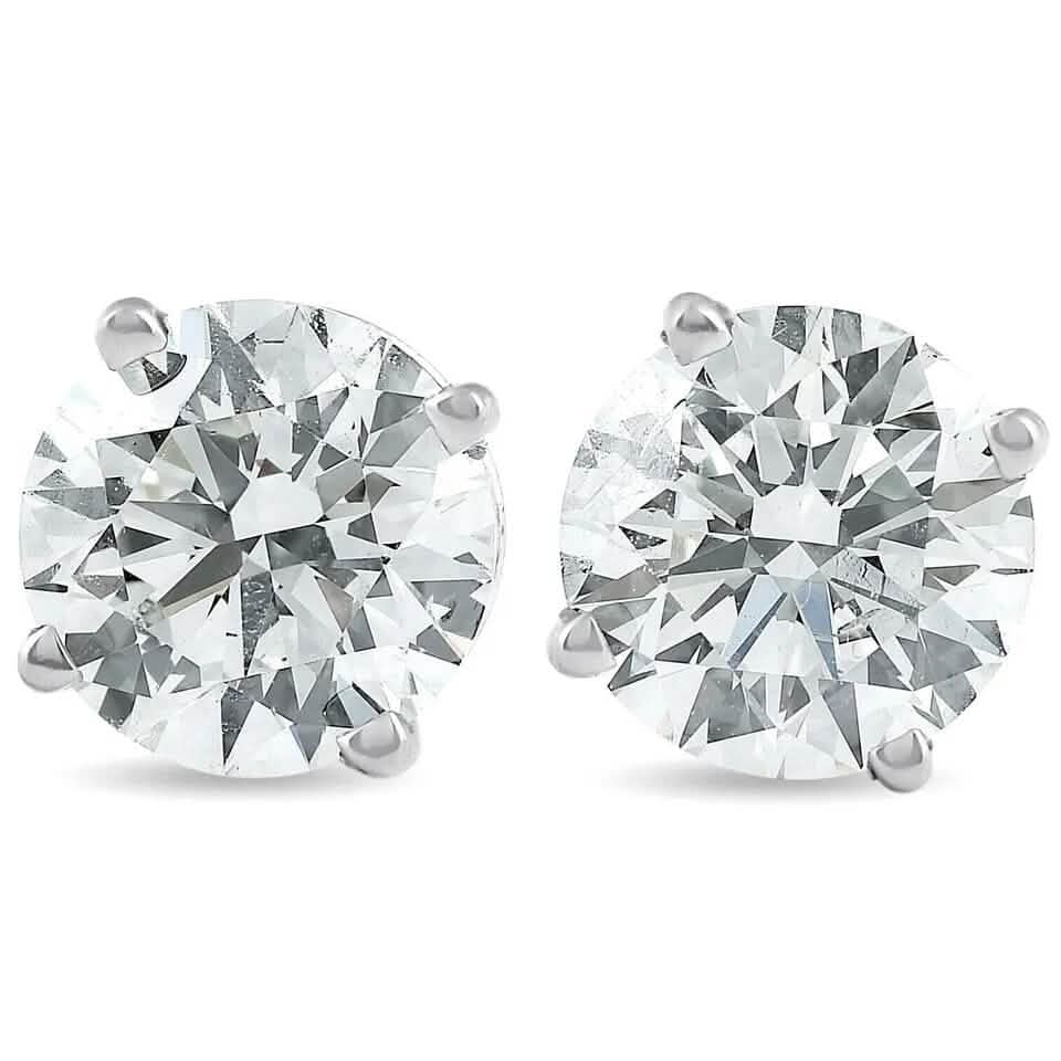 2Ct TW Round Lab Grown Diamond Studs 14K White Gold with Screw Backs DailySale