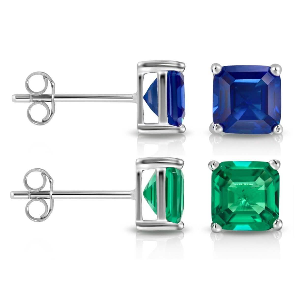 2CTW Created Emerald Asscher Cut Stud Earrings by MUIBLU Gems DailySale
