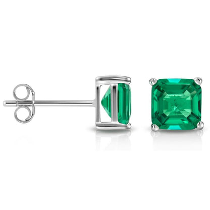 2CTW Created Emerald Asscher Cut Stud Earrings by MUIBLU Gems DailySale