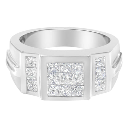 Men's 14K White Gold Diamond Cluster Ring (2 cttw, G-H Color, SI1-SI2 Clarity) Bids.com