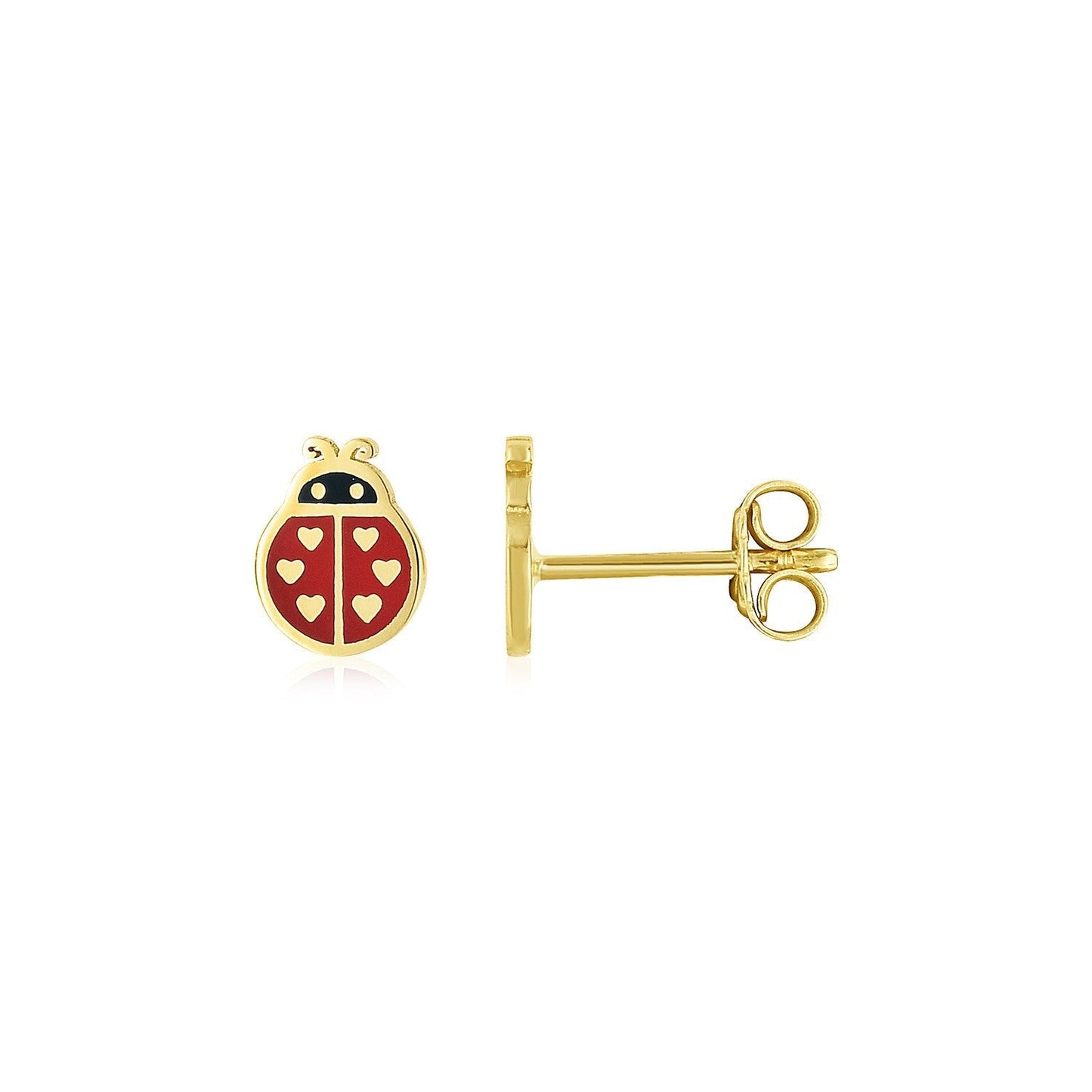 14K Yellow Gold Ladybug Enamel Earrings Bids.com