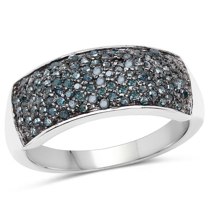 0.42 Carat Genuine Blue Diamond .925 Sterling Silver Ring Bids.com