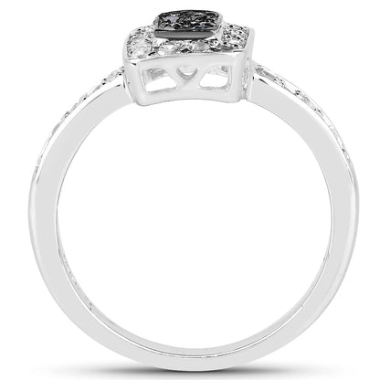 0.36 Carat Genuine Blue Diamond and White Diamond .925 Sterling Silver Ring Bids.com