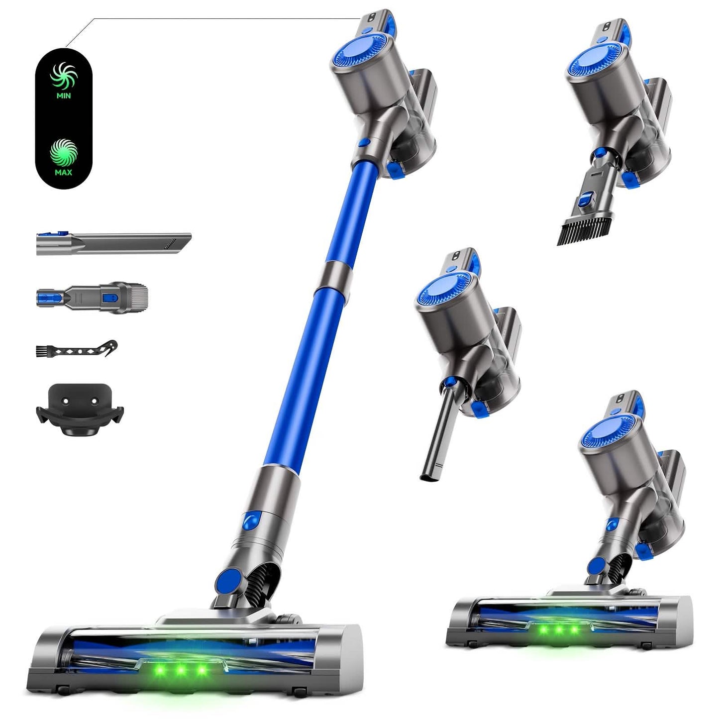 Cordless Vacuum Cleaner with LED Light & Removable Battery – Blue DailySale